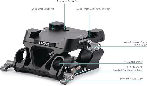 TILTA 15 mm LWS Arca Dual Baseplate e ARCA Dual Quick Release Plate per Shoulder Rig leggero TA-DBPK-B - Fashionser