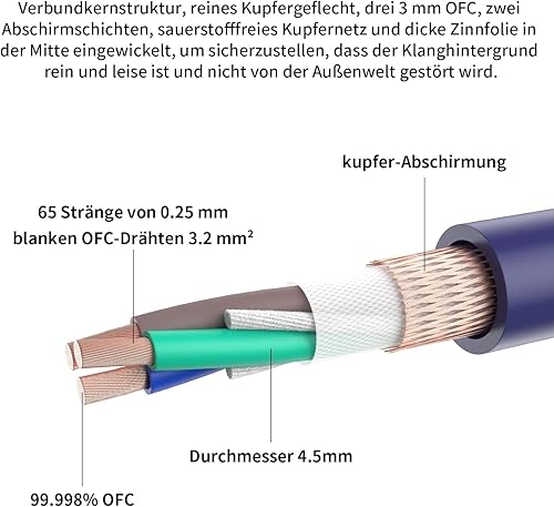 Tertullus HiFi - Cavo di alimentazione High End C15, cavo di alimentazione HiFi audio, con spina Schuko e spina per dispositivi freddi (P029, 2 m) - Fashionser