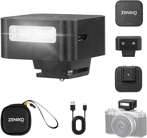 ZENIKO ZF04 Mini Flash Speedlite per fotocamera Camera Flash CCT 6500k±200k 372 flash a piena potenza 2 livelli di potenza Compatibile con Canon Nikon Sony Fuji Olympus Panasonic(nero) - Fashionser