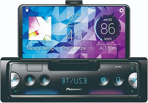Pioneer SPH-10BT Ricevitore per smartphone di nuova generazione, 1 DIN, con Bluetooth e USB, si collega a iPhone e Android - Fashionser
