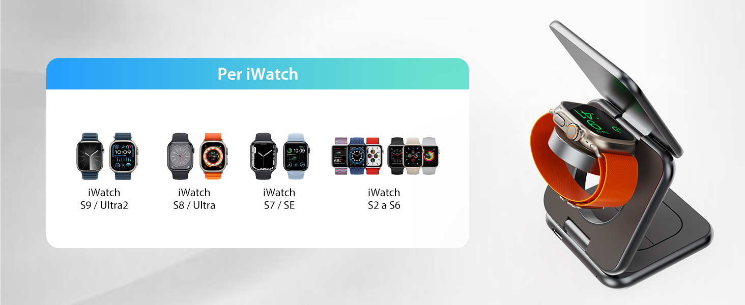 caricatore wireless 3 in 1