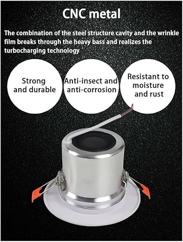 Yuemsh Altoparlante da Soffitto per Bagno da 8 Ohm e 10 Watt, Impermeabile, in Alluminio, dal Design Elegante con di Musica D' da Incasso. - Fashionser