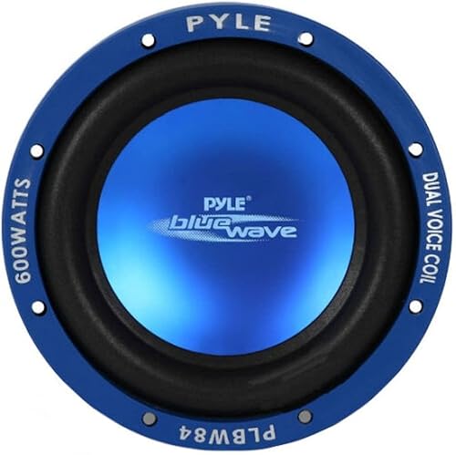 1 PYLE PLBW84 blu subwoofer auto da 300 watt rms e 600 watt max 8' 20 cm 200 mm woofer dvc doppia bobina 4 + 4 ohm sub cofano auto spl, 1 pezzo - Fashionser