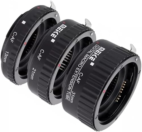 Meike C-AF1-B - Set di tubi di prolunga macro in plastica, per messa a fuoco automatica, compatibile con fotocamere Canon, DSLR da 13 mm, 21 mm, 31 mm, 1D, 6D, 7D, 50D, 70D, 550D, 700D, 5D Mark II, 5D - Fashionser