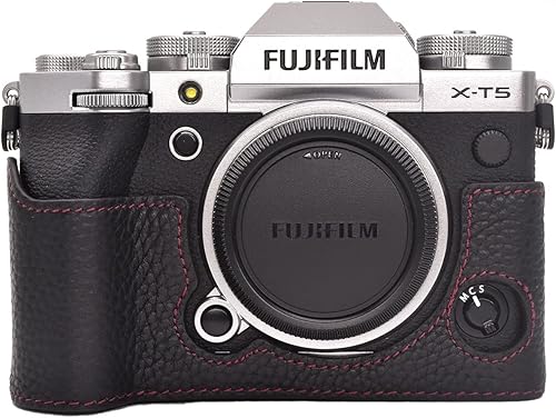 Fuji XT5 - Custodia in vera pelle di qualità per fotocamera digitale Fujifilm X-T5, custodia protettiva per Fuji XT5 X-T5, Nero , Beauty Case - Fashionser