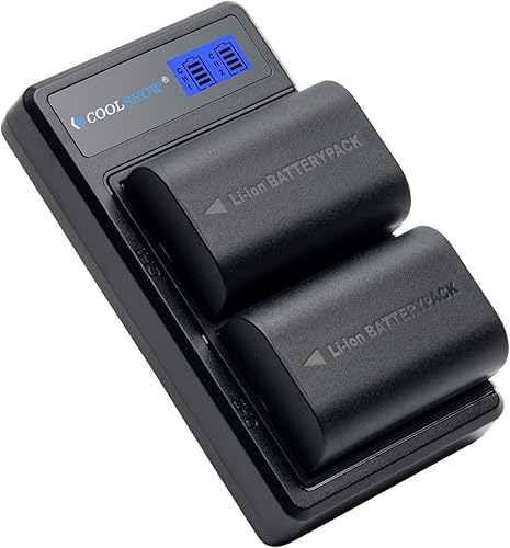 COOLSHOW LP-E6 Batteria di ricambio 2pezzi(2600mAh)con Caricabatterie Doppio LED per Canon EOS 5D Mark II/III/IV,EOS 5DS,EOS 6D,6D Mark II, EOS 7D,EOS 7D MarkII,EOS60D,60Da,EOS70D,80D,EOS R,XC10,XC15 - Fashionser