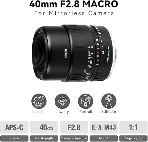 TTARTISAN 40mm F2.8 obiettivo macro APS-C MF per fotocamere E-Mount A5000 A6500 A6600 NEX-3 NEX-3N NEX-7 NEX5 CA7 A7I A7R A7RII A7RIII A7RIV A7S A7SI A7SII A9 e molto altro ancora. - Fashionser