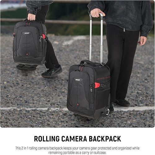 NEEWER Zaino Scorrevole per Fotocamera SLR/DSLR,Treppiedi, Obiettivi, Stile Valigia Convertibile con Doppia Maniglia, Antiurto, con Scomparti Imbottiti Rimovibili - Fashionser