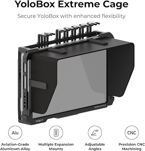 YoloLiv YoloBox Extreme Cage - Gabbia di protezione in alluminio con supporti per scarpe fredde, filettatura 1/4', cappuccio parasole a sgancio rapido - Fashionser