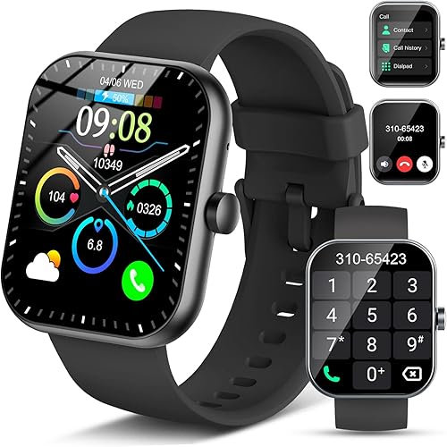 Smartwatch Uomo Donna, 2025 HD 1.96' Orologio Fitness Tracker con Effettua/Risposta Chiamate, 115+ Sportive Smart Watch, Contapassi/SpO2/Sonno/Cardiofrequenzimetro, Impermeabile IP68 per Android iOS - Fashionser