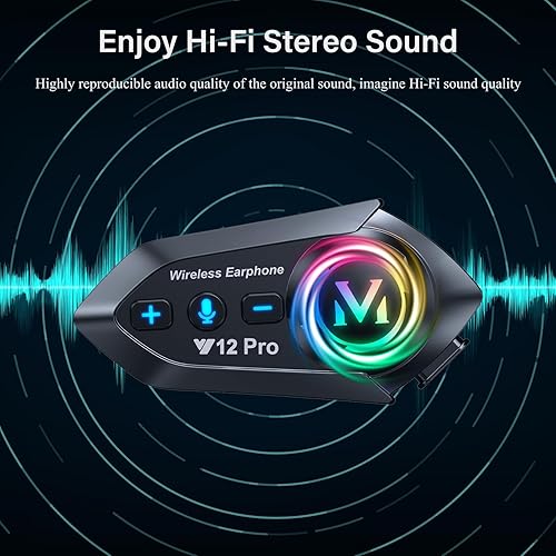 Interfono Moto Casco Auricolare Bluetooth 5.4 Casco Moto Coppia con Doppio Chip per Multitasking Audio Cuffie 500M Sistema di Comunicazione Casco 2 Motociclisti Compatibile con Tutti i Caschi - Fashionser