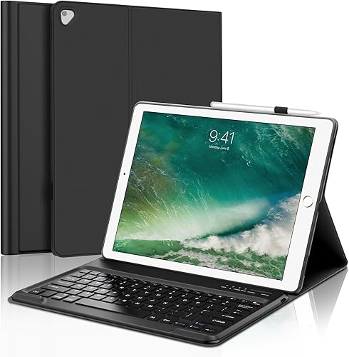 SENGBIRCH Custodia per tastiera per iPad Pro 12.9 2015 1/2017 2a generazione - AZERTY francese 7 colori retroilluminato staccabile tastiera, custodia per iPad Pro 12.9 pollici 2°/1° Gen 2017/2015 - Fashionser
