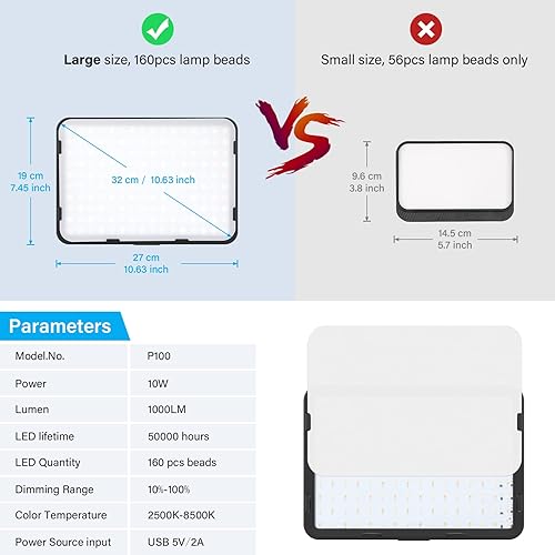 2pz Luce Video Led con Stativo 160cm, Obeamiu Faretto Led Dimmerabile 2500K-8500K Luci Video illuminazione per Fotografia Foto di Prodotti, Personaggi, Youtube, Videoconferenze, Chiamate, Zoom - Fashionser