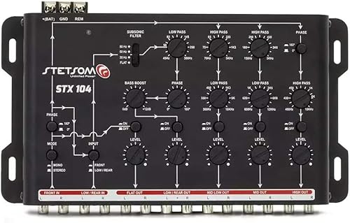 KIT SET PER STETSON STX104 1 crossover elettronico a 5 vie, equalizzatore, 4 ingressi, 5 uscite, con bass boost e subsonic filter, per auto, 1 pezzo - Fashionser