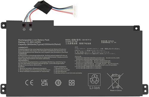 Exmate B31N1912 C31N1912 Batteria per Asus VivoBook Go 14 15 E410 E510 L410 L510 E410MA E510KA E510MA L410M L510MA F414MA R522M E410KA-EB185WS E410KA-EB241WS (11.55V / 42Wh) - Fashionser