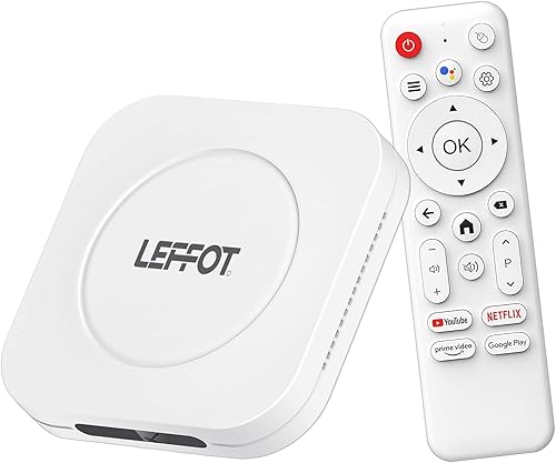 LEFFOT Android TV Box 2025, M1 Plus 4K Ultra HD Android 14 Box, 4GB RAM + 128GB ROM, Smart TV Box con supporto Google Assistant Voice Remote, HDR10, 2.4G & 5G WiFi 6, BT 5.4, 3D, RK3528 Quad-Core A53 - Fashionser