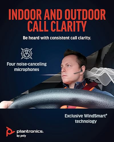 Poly Voyager 5200, Auricolare Senza Filo, Connessione Bluetooth 5.0 e USB-A, Cancellazione Eco, Comandi sul Dispositivo, Imbottitura in Similpelle, Autonomia 7 Ore, Compatibile con Windows e mac, Nero - Fashionser