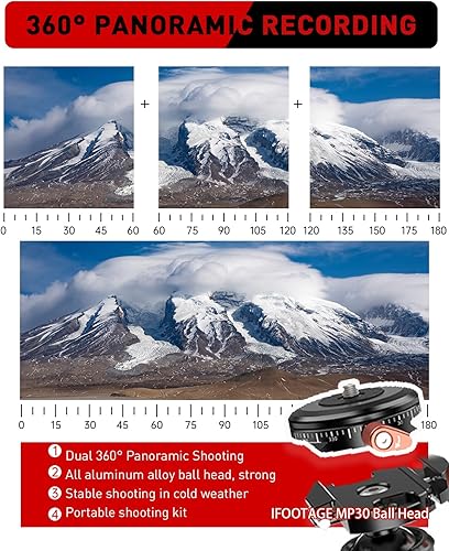 IFOOTAGE Treppiede Testa a Sfera Komodo MP30, Supporto per Treppiede con Testa a Sfera in Alluminio Professionale per Monopiede, DSLR, Videocamera, Carico Massimo 10 kg/22lbs - Fashionser