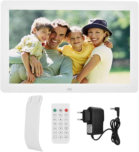 12 Pollici 1280 * 800HD Cornice Digitale per Foto Sveglia Lettore di Film Controllo Dell'album Facile da Condividere Foto o Video (Bianco) + cornice digitale - Fashionser
