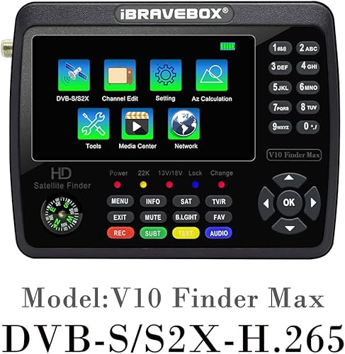 Weytoll V10 Finder HD Satellite TV Signal Finder DVB-S/S2/S2X Digital Signal Meter H.265 LCD da 4,3 pollici per la regolazione della parabola satellitare - Fashionser