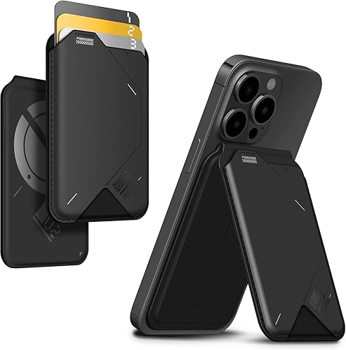 G02 [2 in 1] Portafoglio Magnetico & Supporto, Compatibile con MagSafe, Supporto Regolabile, Finestra Aperta per ID, Portafoglio Mag-safe per Serie iPhone 16/15/14/13/12 - Nero - Fashionser