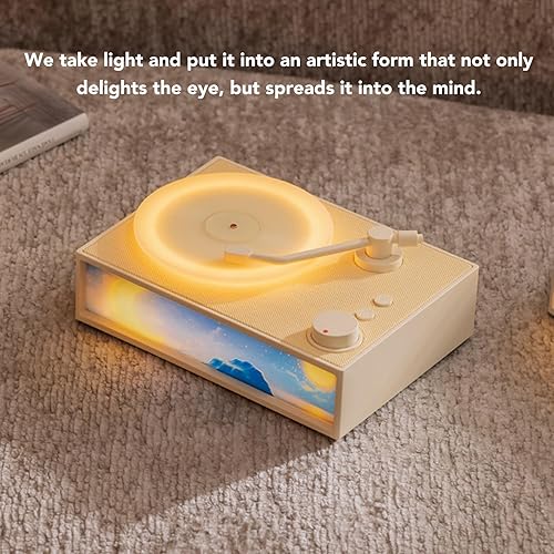 Giradischi Vintage con Diffusore di Aromi, Altoparlanti Stereo Giradischi Bluetooth 5.3 HiFi con Cavo Audio da 3,5 Mm, Giradischi Wireless Portatile Leggero (WHITE) - Fashionser