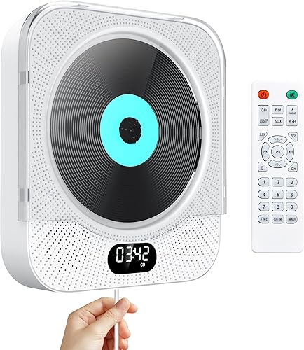 Lettore CD portatile con Bluetooth Gueray Lettore CD montabile a parete Altoparlanti HiFi integrati con display LCD Audio domestico Boombox Radio FM Lettore Musicale - Fashionser