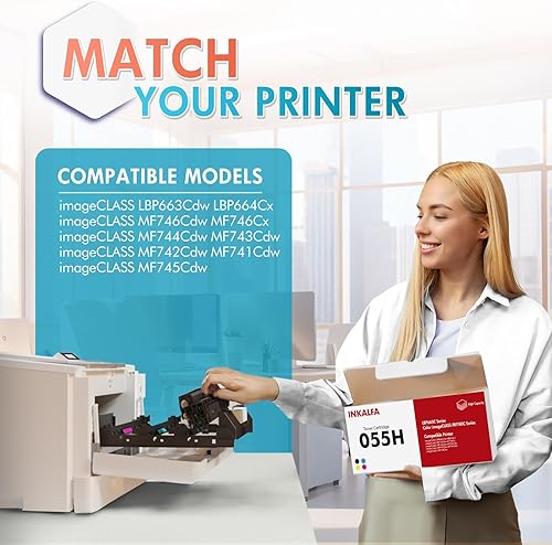inkalfa 055H Cartuccia Toner Compatibile per Canon 055H 055 imageCLASS MF742CDW MF744CDW MF743CDW MF746CDW MF746CX MF745CDW MF741CDW LBP663CDW LBP664CX Nero Ciano Magenta Giallo, Confezione da 4 - Fashionser
