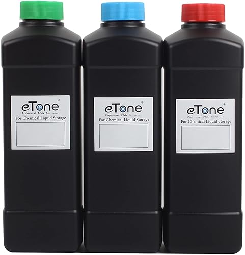eTone Darkroom - 3 flaconi da 1000 ml per conservazione di sostanze chimiche, 1 l - Fashionser