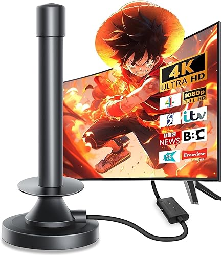 Antenna TV – Antenna TV interna per Smart TV con amplificatore di segnale – Antenna digitale per TV Freeview fino a 480 miglia a lungo raggio, supporto 4K 1080P - Fashionser