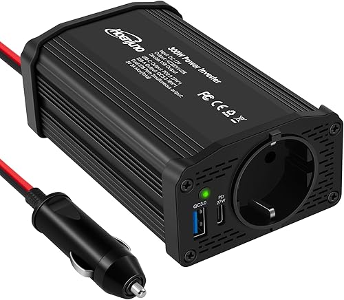 Hoenjuno Inverter di Potenza, Invertitore 300W per Auto, Convertitore da 12V a 220-240V con Doppia Porta di Carica USB da 4.8A ~ Carica Laptop, iPad, iPhone, Tablet, Console e Molto Altro - Fashionser