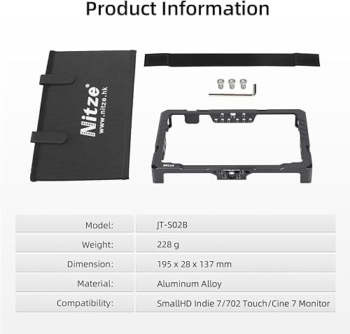 Gabbia per Monitor SmallHD Indie 7/702 Touch da 7' con parasole - JT-S02B - Fashionser