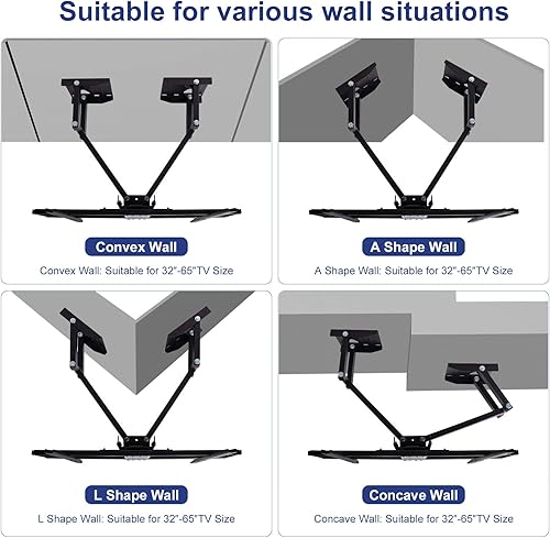 UNHO Staffa TV a muro, Angolare Braccio TV per 32-65 Pollici LED LG Supporto TV da parete inclinabile e girevole VESA Max 600x400mm carico 45 kg - Fashionser