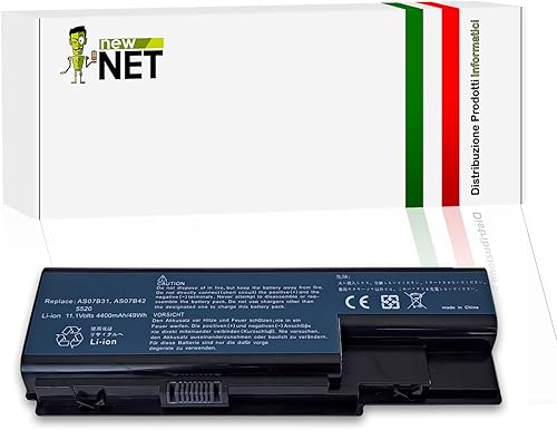 new net - Batteria AS07B31 Compatibile con Acer A5520D, AK.006BT.019, AK.008BT.055, AS07B32, AS07B41, AS07B42, AS07B51, AS07B52, AS07B61, AS07B71 [10.8-11.1V - 49Wh - 4400mAh] - Fashionser