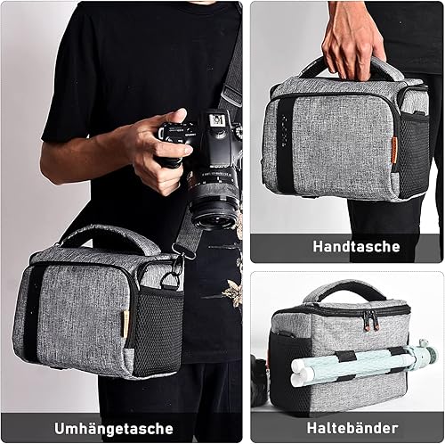 FOSOTO Borsa a tracolla impermeabile e antiurto per fotocamera con custodia antipioggia (nero), compatibile con Canon EOS 4000D 2000D 77D 60D 80D 6D MarkII M50 M6 - Fashionser
