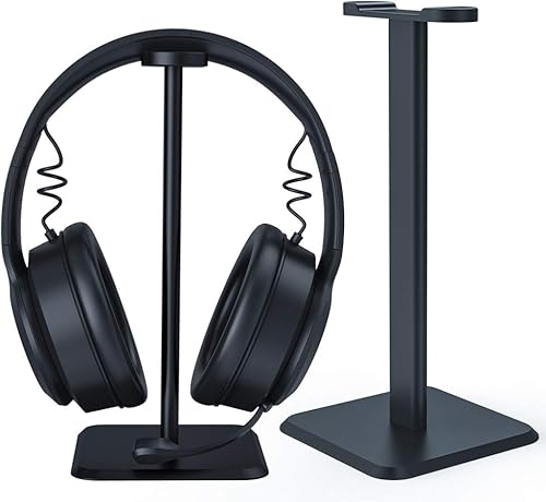 SKYEE Supporto per Cuffie sulla Scrivania, Universale Porta Cuffie in Alluminio con 2 Pezzi Clip per Cavi per Cuffia Sennheiser, Sony, Audio-Technica, Bose, Shure, AKG, Cuffie, Nero - Fashionser