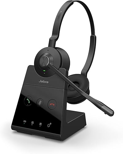 Jabra Engage 65 SE Stereo Wireless Headset Chiamate professionali, DECT Security, batteria da 13 ore, comfort per tutto il giorno con base, alimentatore, cavo USB-C, certificato Microsoft - Fashionser