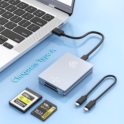 Lettore di CFexpress Type-A & Lettore SD Card 2-in-1, USB 3.2 (Gen 2) 10Gbps Lettore SD/CF Express tipo A Memory Card Reader Adattatore, Cavo USB A & C, Compatibile Windows/Android/Mac OS/Linux - Fashionser