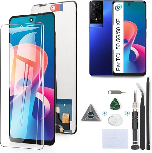 RongZy Schermo LCD per TCL 50 5G T613K Display Sostituzione per TCL 50 XE Digitizer Assembly Vetro di Ricambio Touch Screen con Strumenti(6.6', Nero) - Fashionser