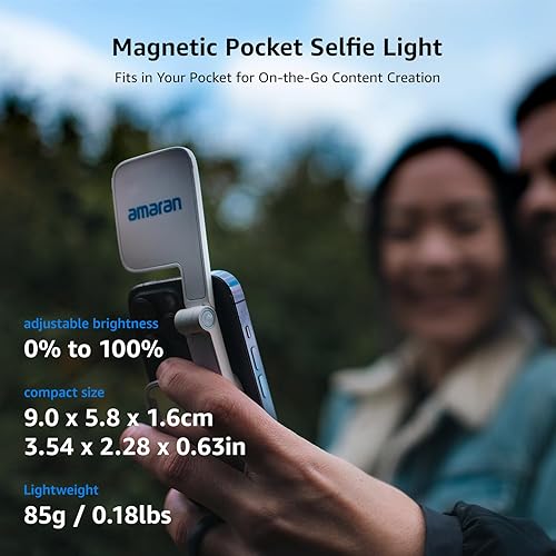 Go Mini Luce per Smartphone, LED Magnetica con Doppia Luce a Specchio, CCT Regolabile 2700K-6500K, 10 Effetti Luminosi, Ricarica Rapida USB-C, Luce Morbida e Precisa per Creatori Mobili-Bianco - Fashionser