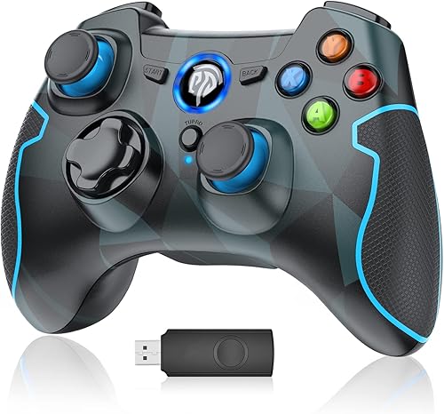 EasySMX Joystick PC Wireless, Controller PC Wireless, 2.4G Trasmissione Stabile, Doppie Vibrazioni ed Alta Sensibilità, Joystick PC per PS3, Steam Deck, Telefono Android, Tablet, Windows XP/10/11, TV - Fashionser