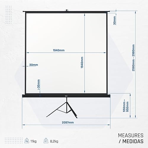 Pantalla de Proyección 112' 200x200 cm con Trípode + Bolsa - Fashionser