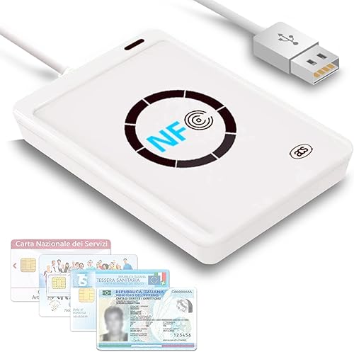 Webbo Lettore Cie 3.0 Carta D'Identità Elettronica, Lettore Smart Card Tessera Sanitaria Contactless, Scrittore Usb e Lettore Nfc Tag di Ultima Generazione con Firmware Aggiornato - Fashionser