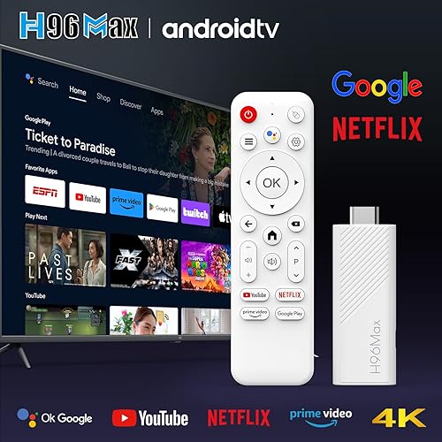 H96 MAX Android 14.0 TV Stick ATV Quad-Core WiFi6 2.4G/5.8Ghz BT5.0 4K AV1 Ultra HD Voice Control Smart Home Player - Fashionser