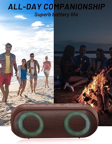 Cassa Bluetooth Potente NOTABRICK Altoparlante Bluetooth Portatile con 30W Stereo & Luce Led,Speaker Bluetooth IPX7 Impermeabile,Associazione Stereo,1000 Minuti Tempo di gioco - Fashionser