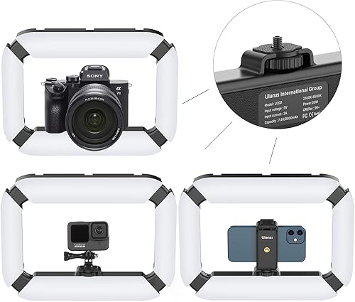 Ulanzi U200 - Lampada ad anello video con supporto per telefono e batteria esterna integrata - Fashionser