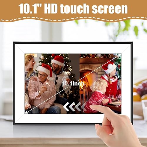 Vicloon WiFi Cornice Digitale 10.1 Pollici, 1280x800 HD IPS Touch Screen, Memoria 32 GB, Condividi Foto/Video/Musica con l'App Frameo, Supporto per Scheda SD, Rotazione Automatica - Fashionser