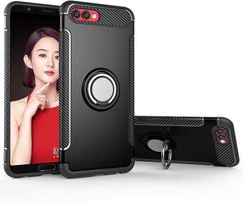 BLUGUL Cover Honor View 10, Supporto per Anelli Girevole a 360 Gradi, Compatibile con Supporto Auto Magnetico, Custodie Case per Huawei Honor View 10 Nero - Fashionser