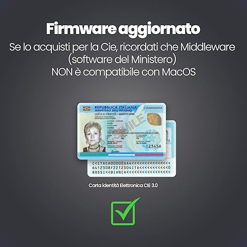 Webbo Lettore Cie 3.0 Carta D'Identità Elettronica, Lettore Smart Card Tessera Sanitaria Contactless, Scrittore Usb e Lettore Nfc Tag di Ultima Generazione con Firmware Aggiornato - Fashionser