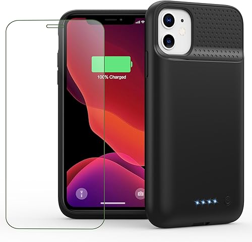 Feob Custodia con batteria per iPhone 11, aggiornata 6800 mAh, custodia di ricarica ricaricabile estesa protettiva portatile per iPhone 11, nero - Fashionser